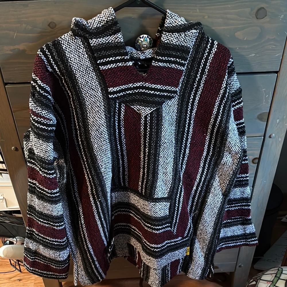 Black and White Striped Sweatshirt with Hood